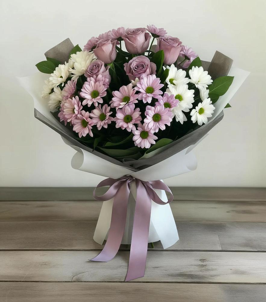 Букет цветов из: Хризантемы и Розы в Проводник