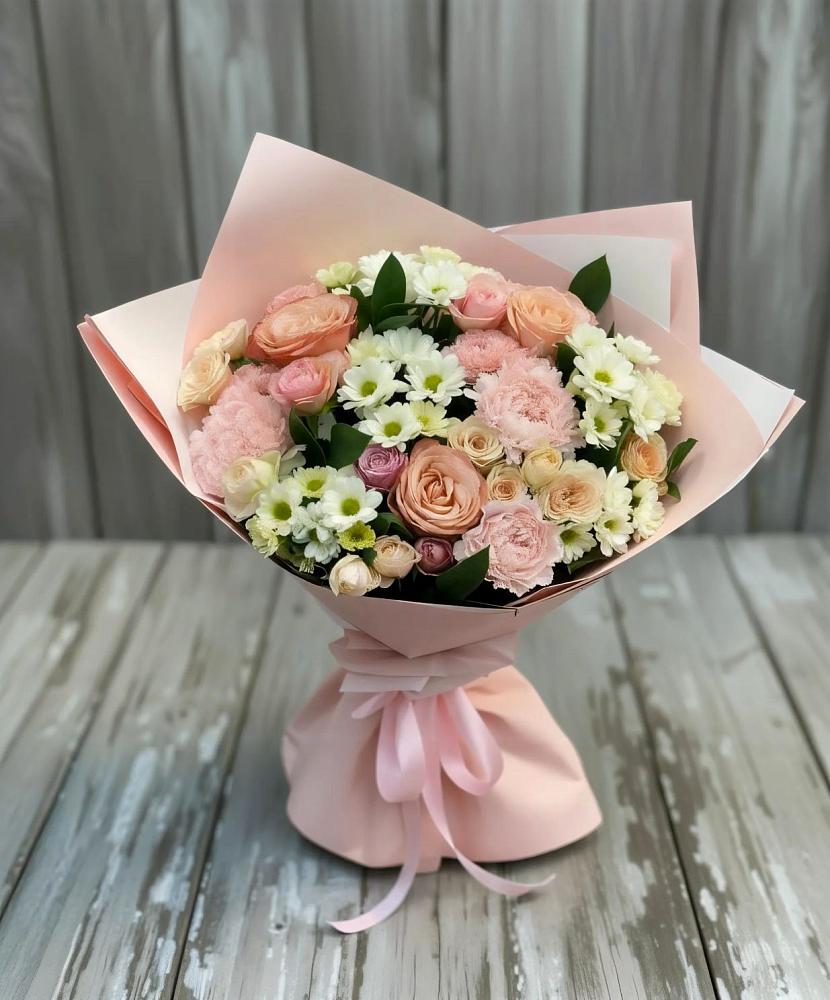 Букет цветов из: Гвоздики, Розы и Хризантемы в Проводник