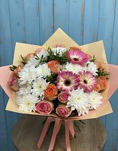 Букет цветов из:  Розы, Герберы и Хризантемы в Проводник