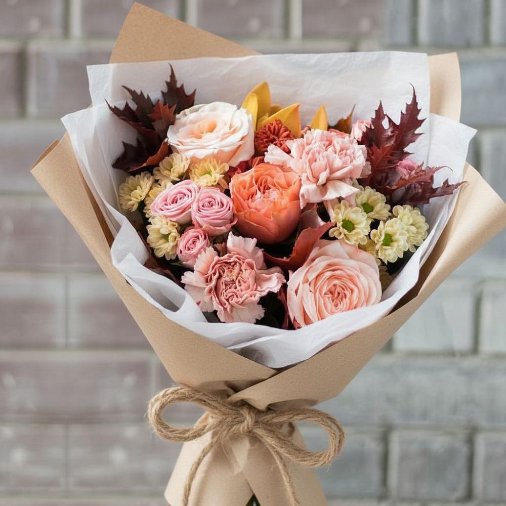 Букет цветов из: Гвоздики, Хризантемы и Розы в Проводник