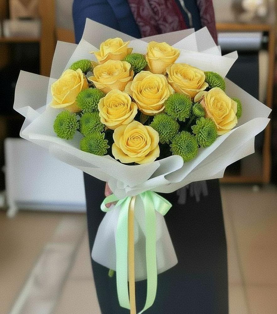 Букет цветов из: Хризантемы и Розы в Проводник