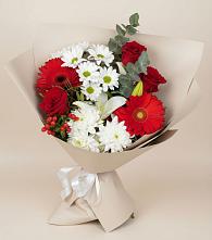 Букет цветов из:  Розы, Хризантемы, Герберы и Лилии #REPLACE_PRED# Проводник