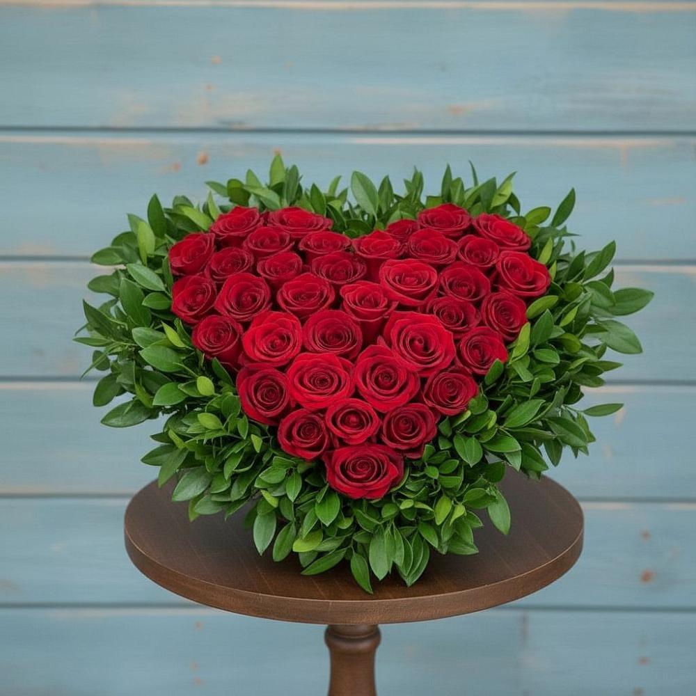 Цветочная композиция из Розы в виде сердца в Проводник