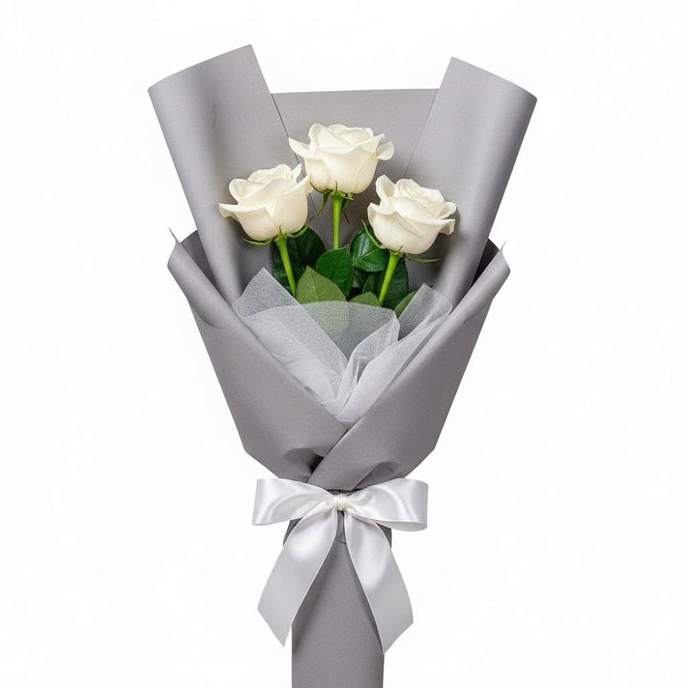 Букет 3 белые розы в Проводник
