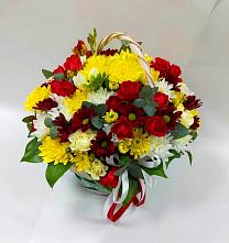 Цветочная композиция из Хризантемы и Розы в корзине #REPLACE_PRED# Проводник