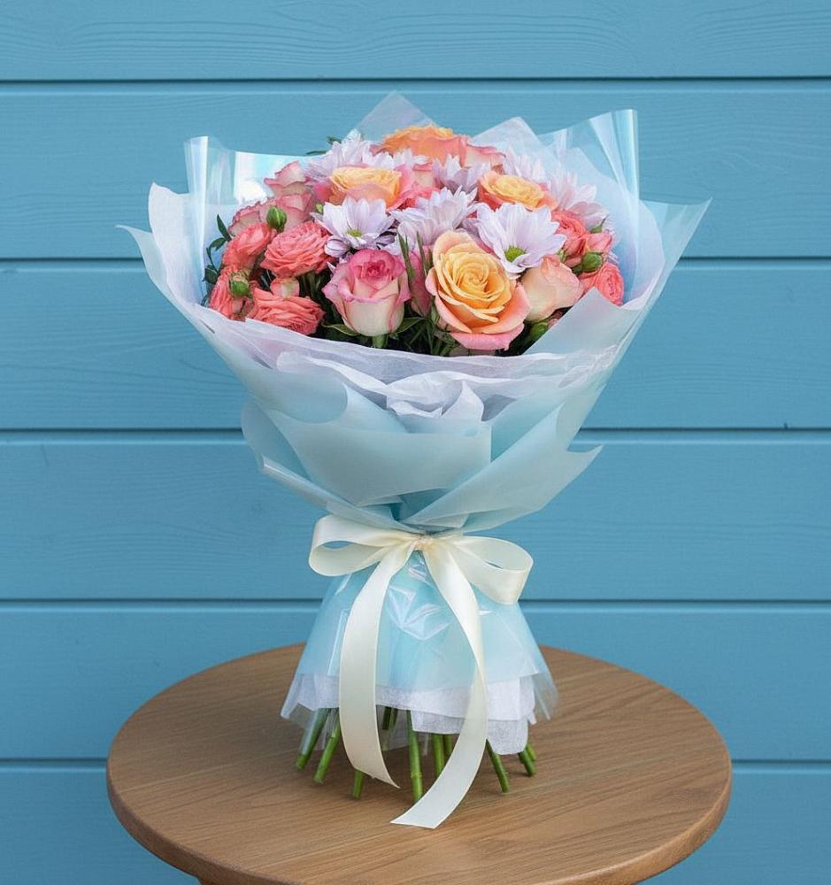 Букет цветов из: Хризантемы и Розы в Проводник