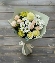 Букет цветов из:  Альстромерии, Розы и Хризантемы в Проводник