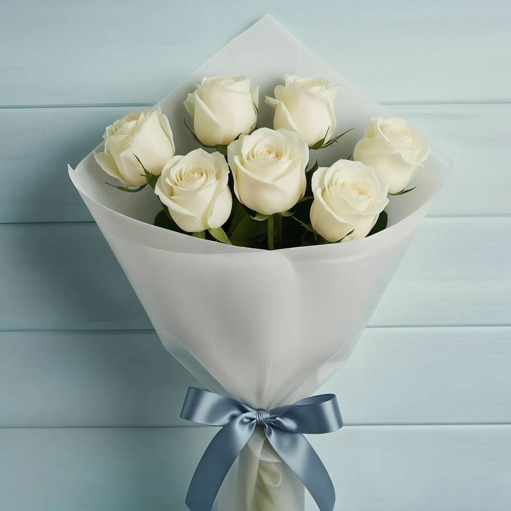 Букет 7 Белых роз Эдлесс Лав в Проводник